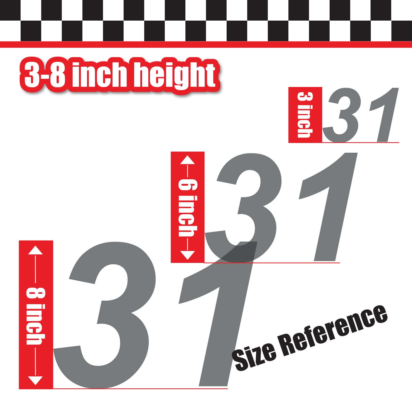 3 Digit Single Number Stickers Custom Decal Locker Door 3pcs Arial Italic