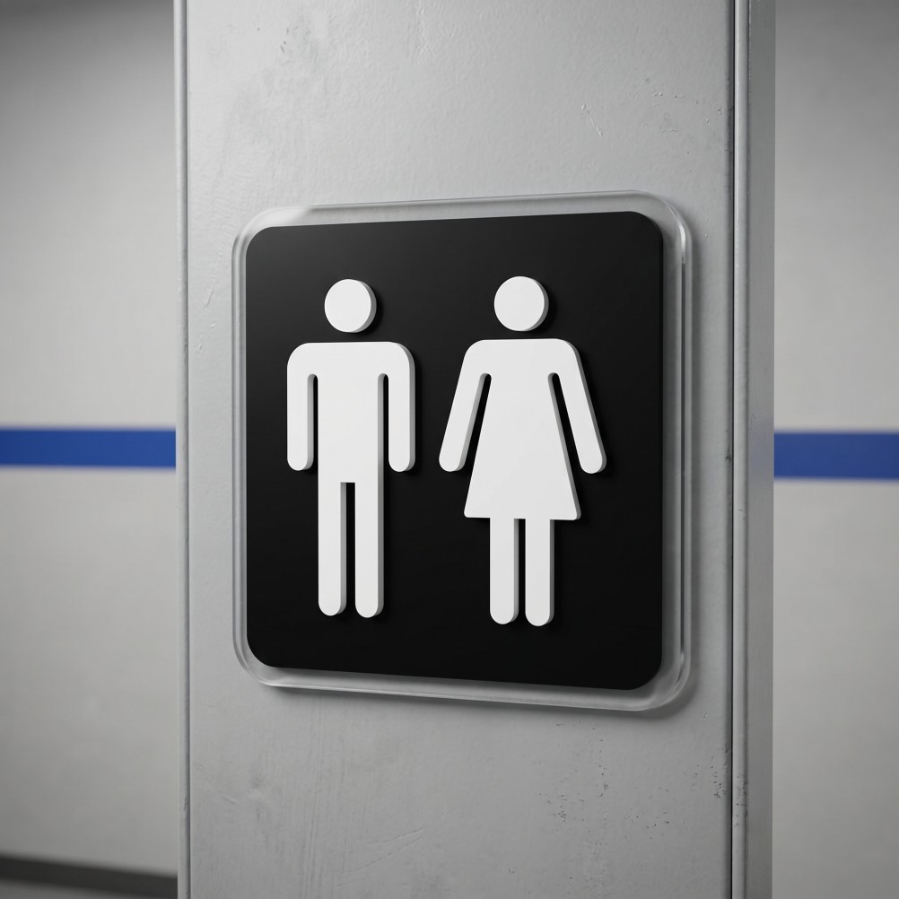 Unisex Bathroom Sign: 3.94 X 3.94 Inches Restroom Sign with Strong