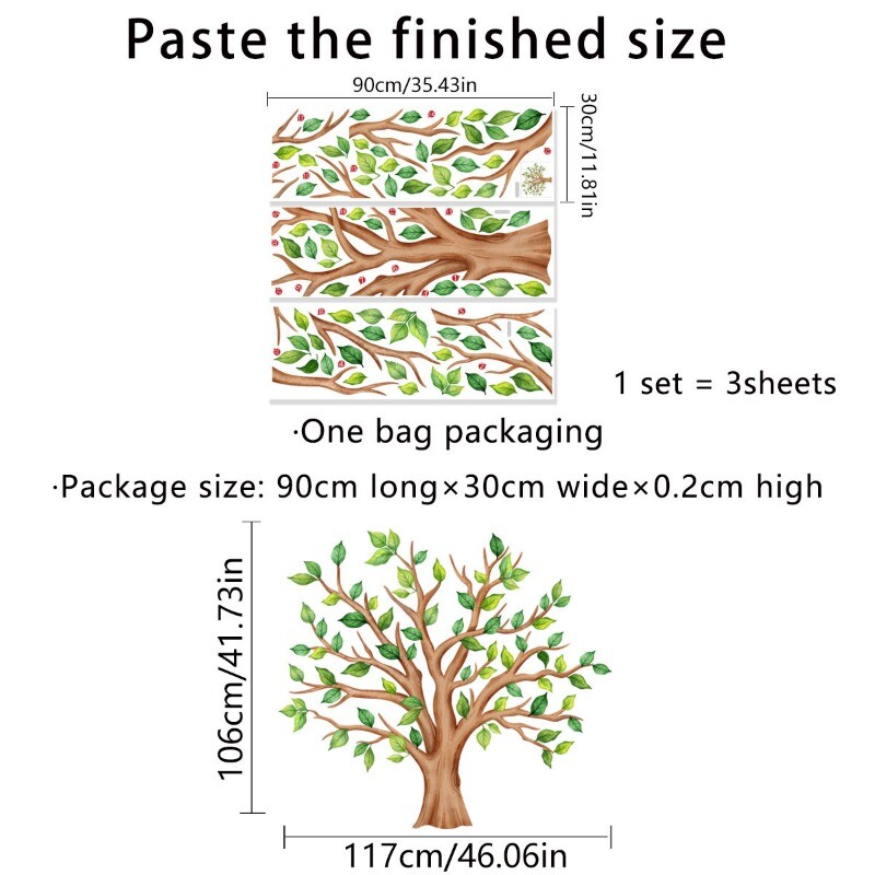 PVC Large Tree Wall Stickers Decal Home for Living Room Bedroom Kids