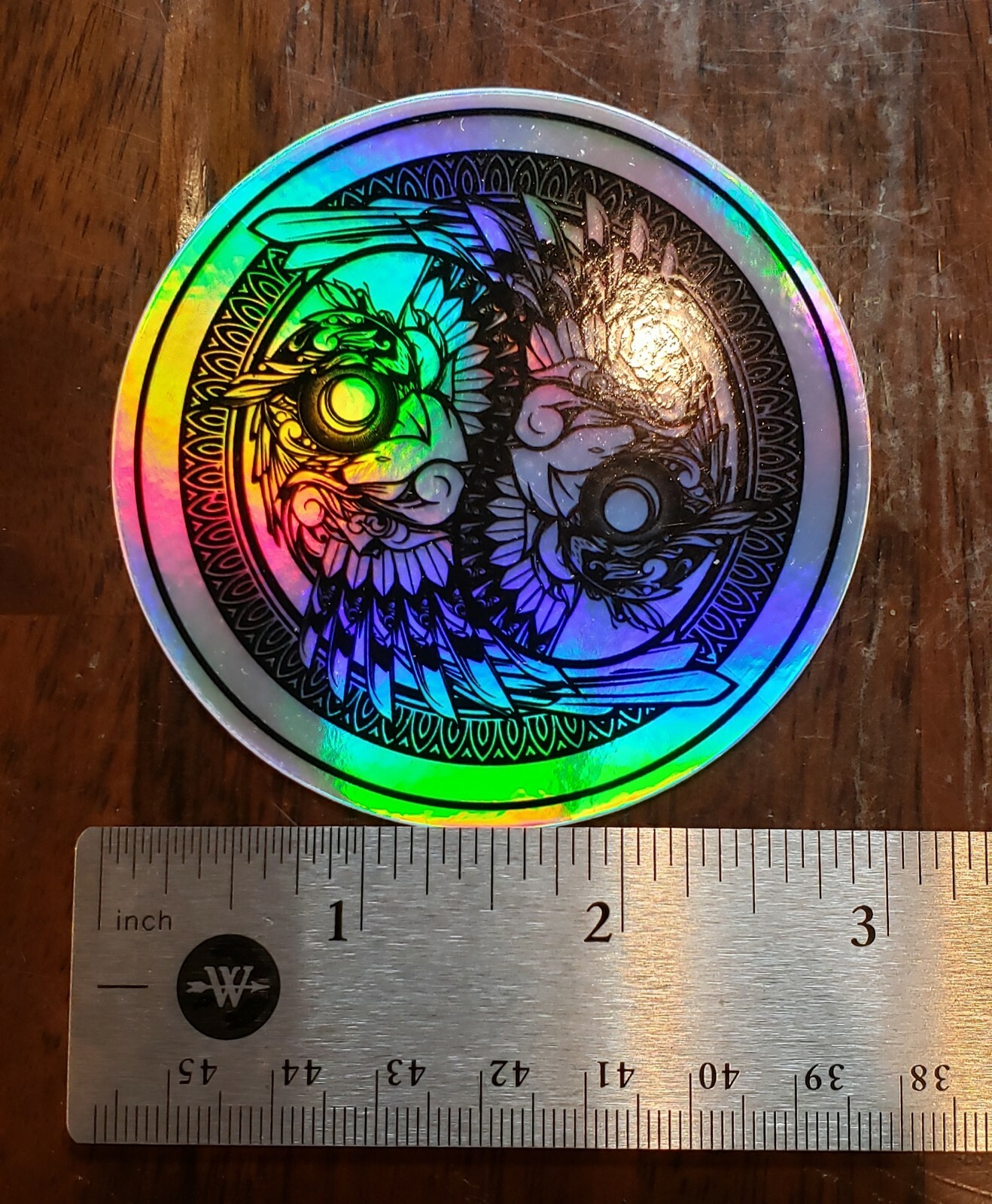 Owl Yin Yang Holographic Sticker Vinyl 3 inch