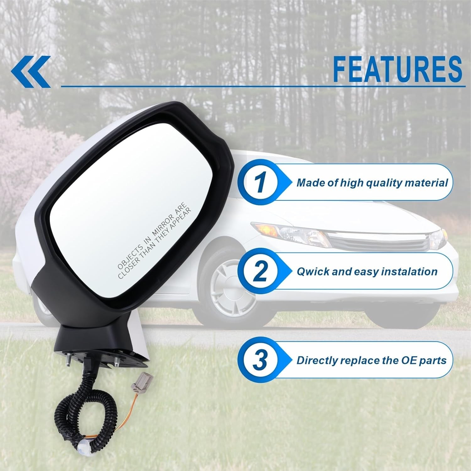 Right Passenger Side Mirror Compatible with 2012 2013 2014 2015 Honda CIVIC with