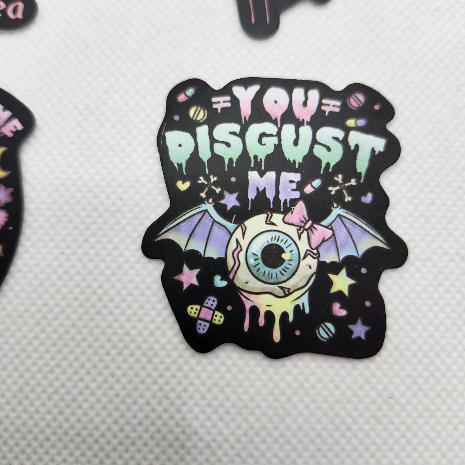 Lot Of 9 Morbid Goth Creepy Cute Dark Pastel Vinyl Waterproof Stickers Quotes