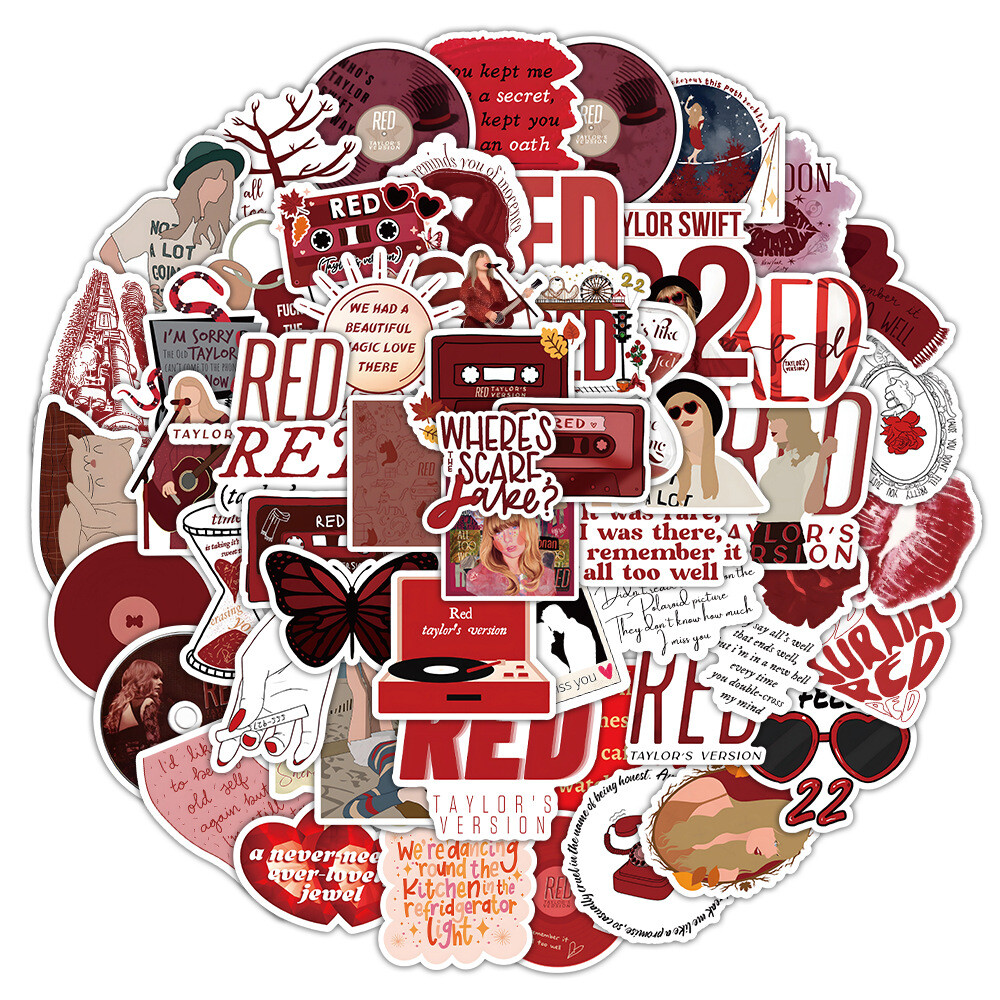 100Pcs Red – Taylor's Version Sticker for Adults Teens Girls Water Bottles