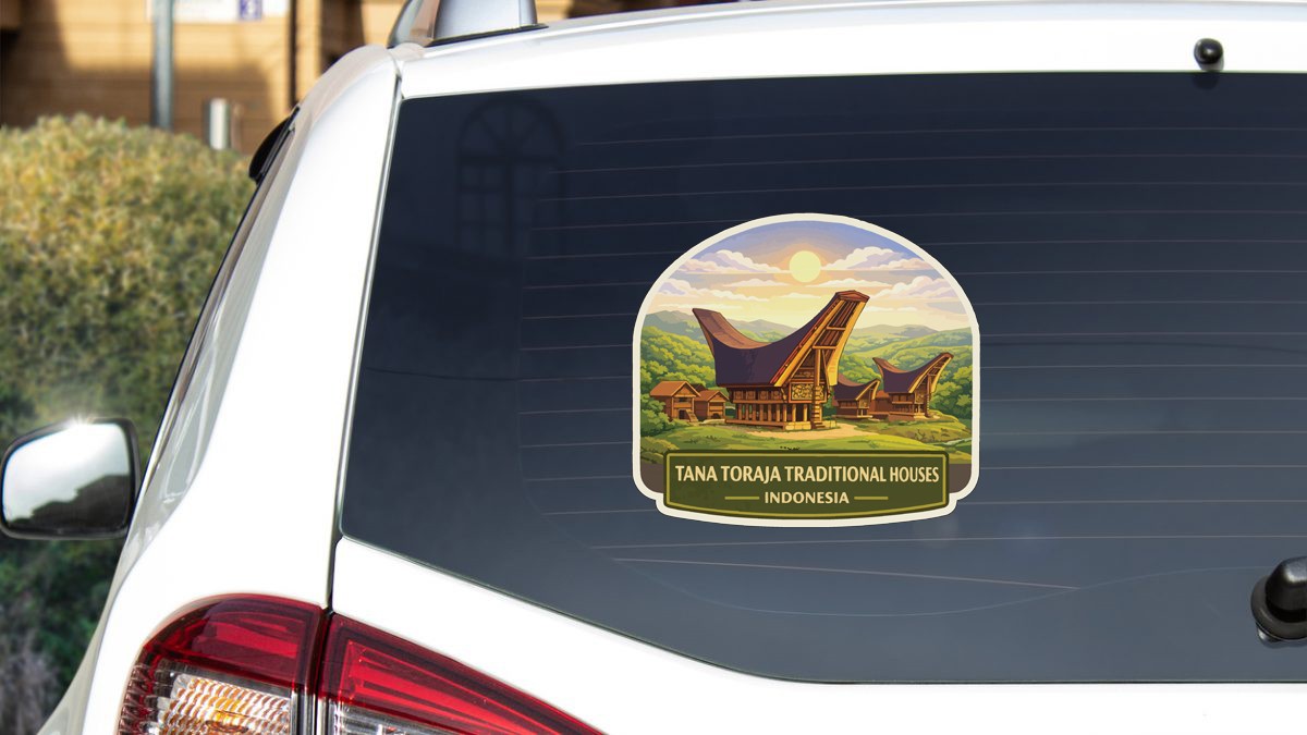 Tana Toraja Traditional Houses Indonesia Sticker Decal Vinyl Die-Cut Heritage