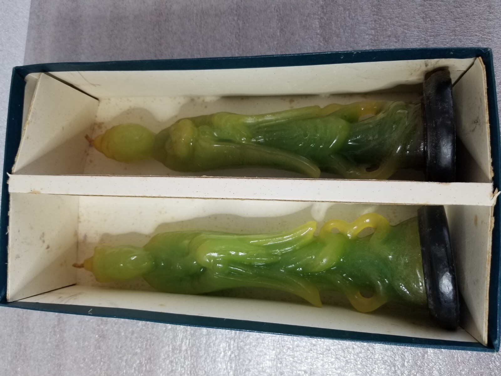 9" Pair Vintage Oriental Asian Chinese Ming Dynasty Figural Ceremonial Candles