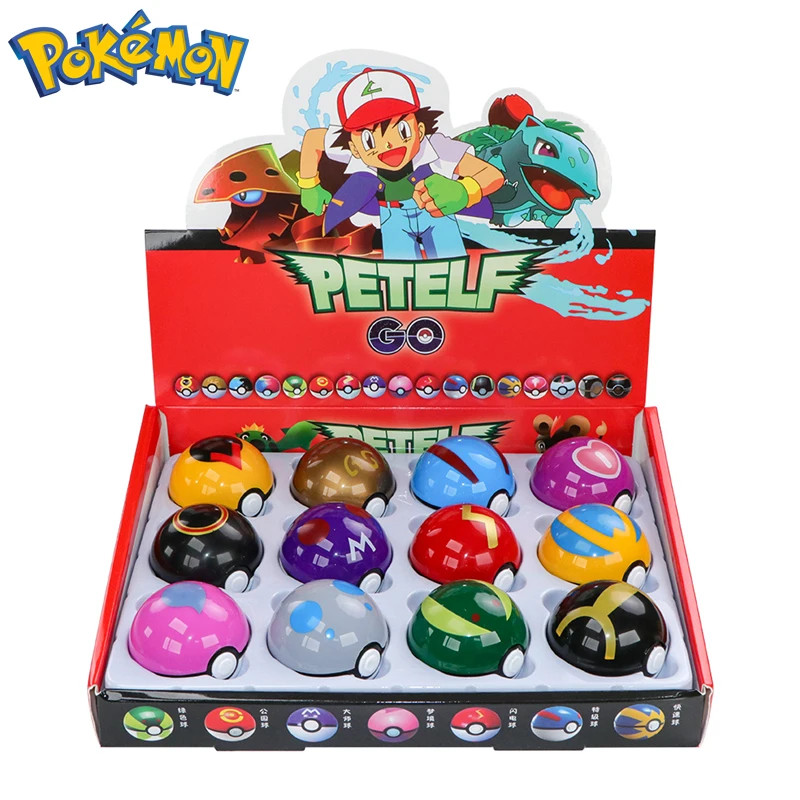 12Pcs/Set Pokemon Poke Ball Figure Toys Anime Pikachu Pocket Monster Pet Elf PVC