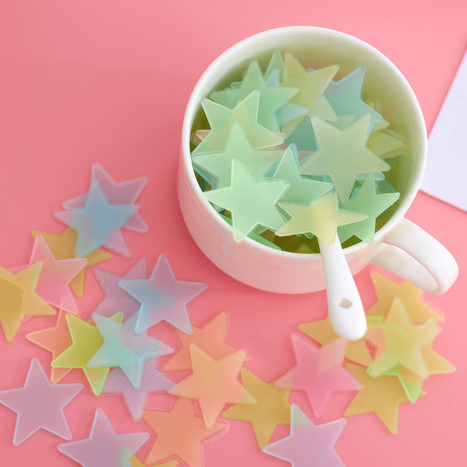 3D 100 pcs Stars & Moon Set – Fluorescent Ceiling stickers for Nursery & Bedroom