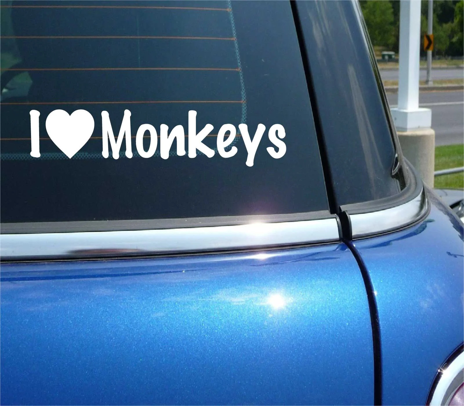 I LOVE MONKEYS DECAL STICKER HEART APE ZOO CIRCUS KIDS FAMILY FUNNY CAR TRUCK