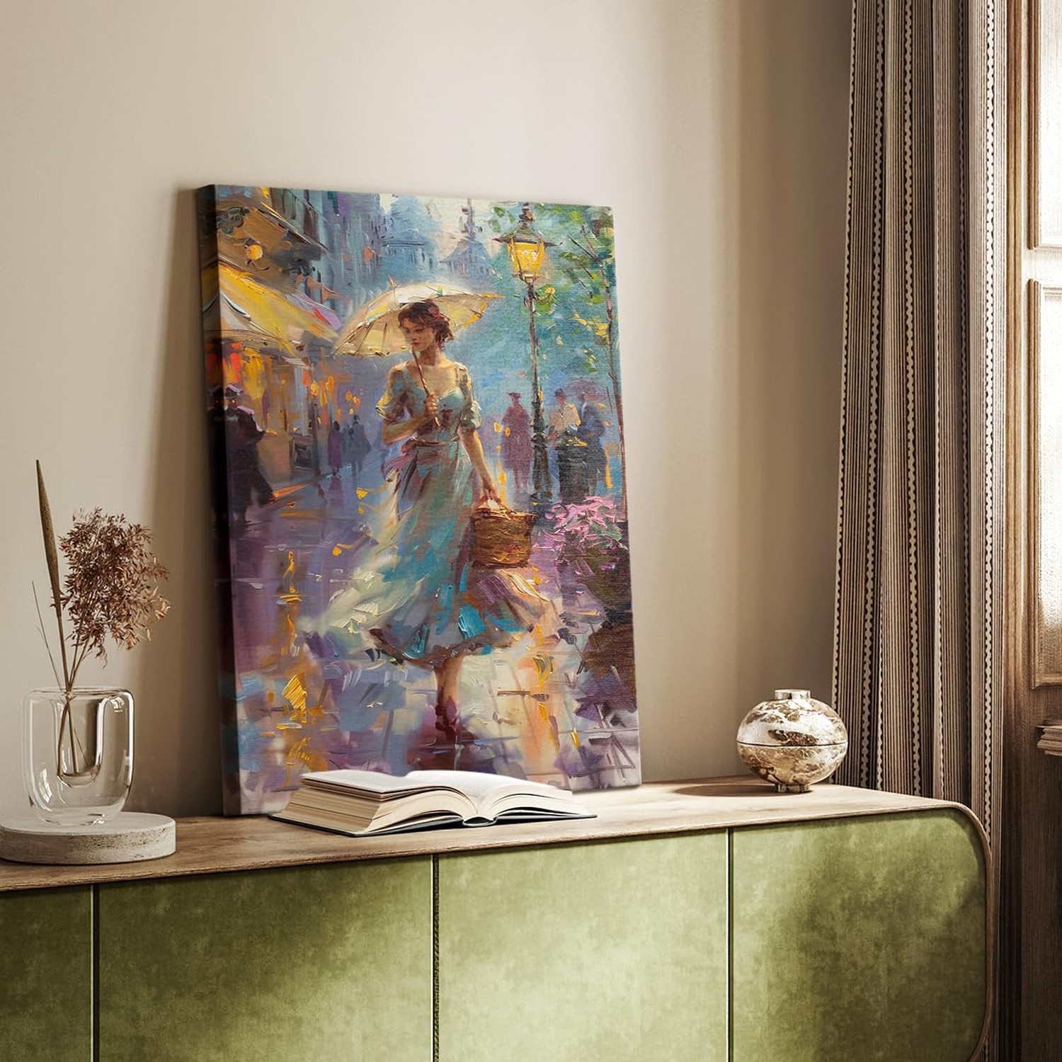 Renditions Gallery Wall Art Paintings for Home Woman walking with Parasol in …