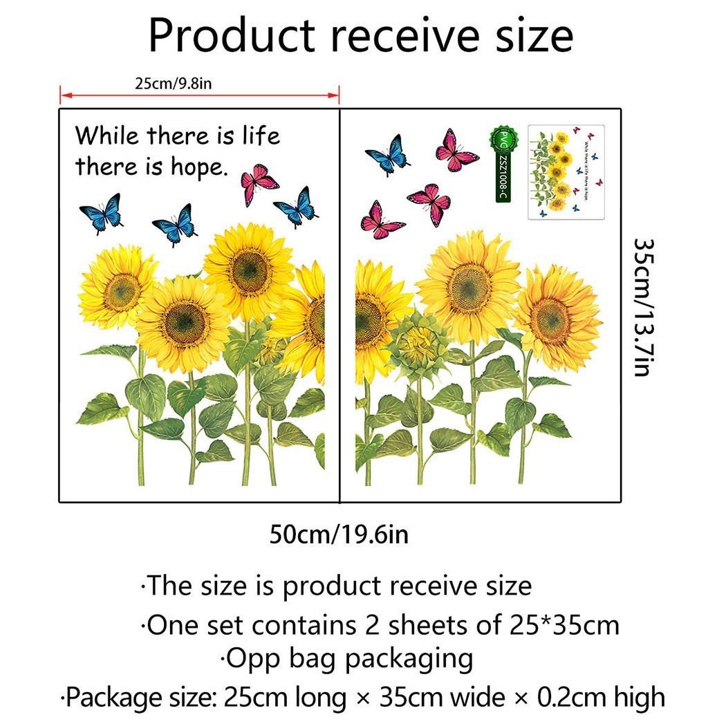 Fashionable Removable Sunflower Wall Sticker Flower Decor Waterproof Decals