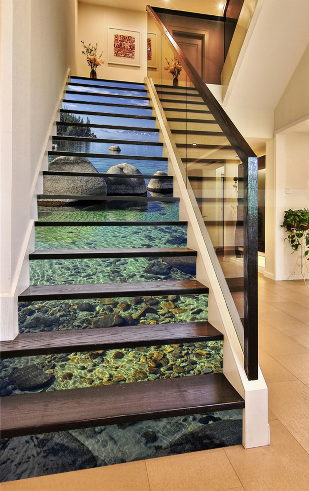 3D Lake Stone 425NA Stair Risers Decoration Photo Mural Decal Wallpaper Fay