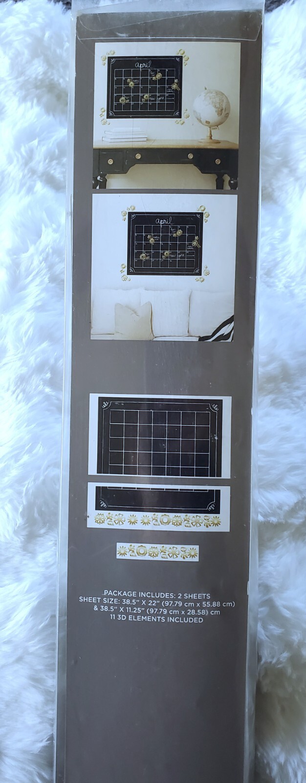 DCWV Home Self Adhesive Wall Calendar w/ 11 Gold Foiled Elements/ Decals