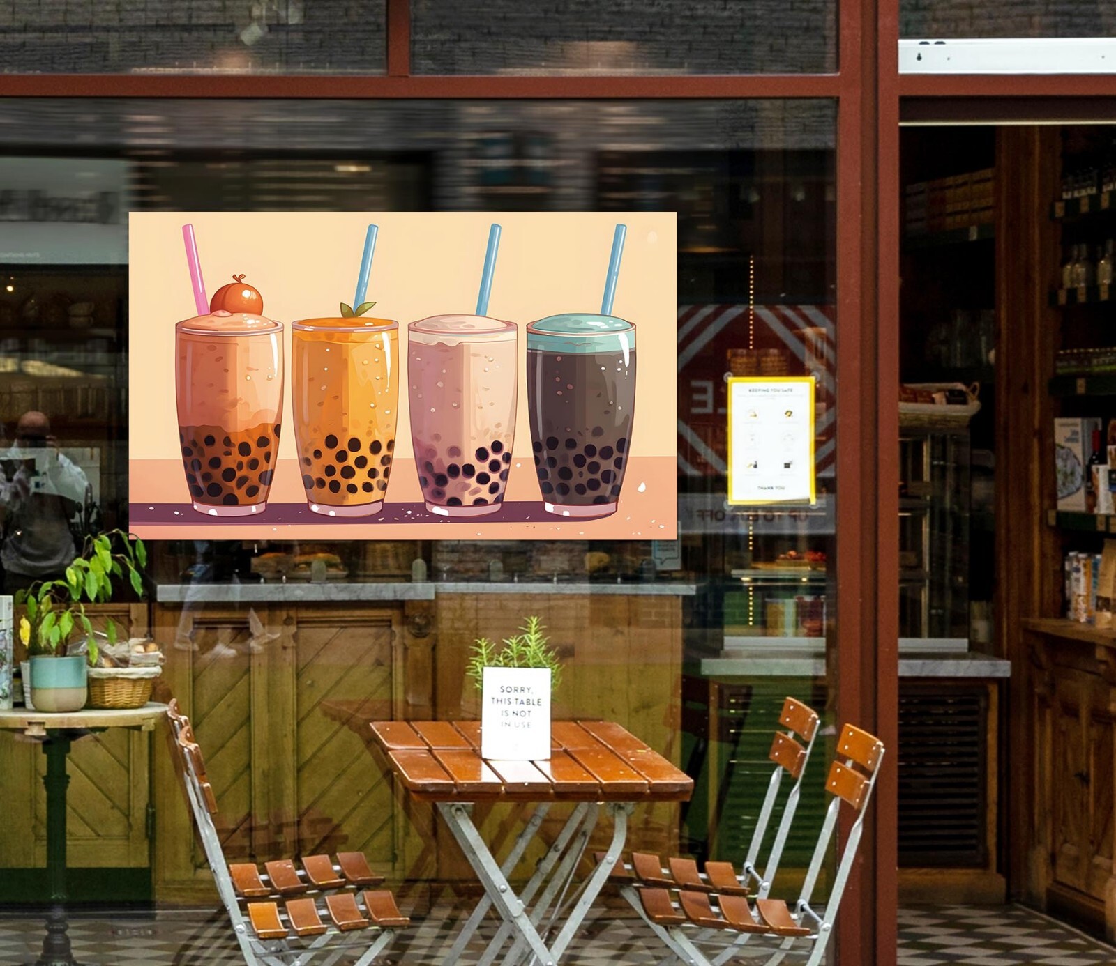 3D Pearl Tea K449 Bubble Tea Shop Window Stickers Vinyl Wallpaper Murals Kay
