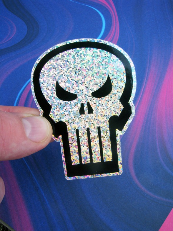 3" Punisher Skull Glitter Sticker 80s Marvel Car Laptop Comic Decal