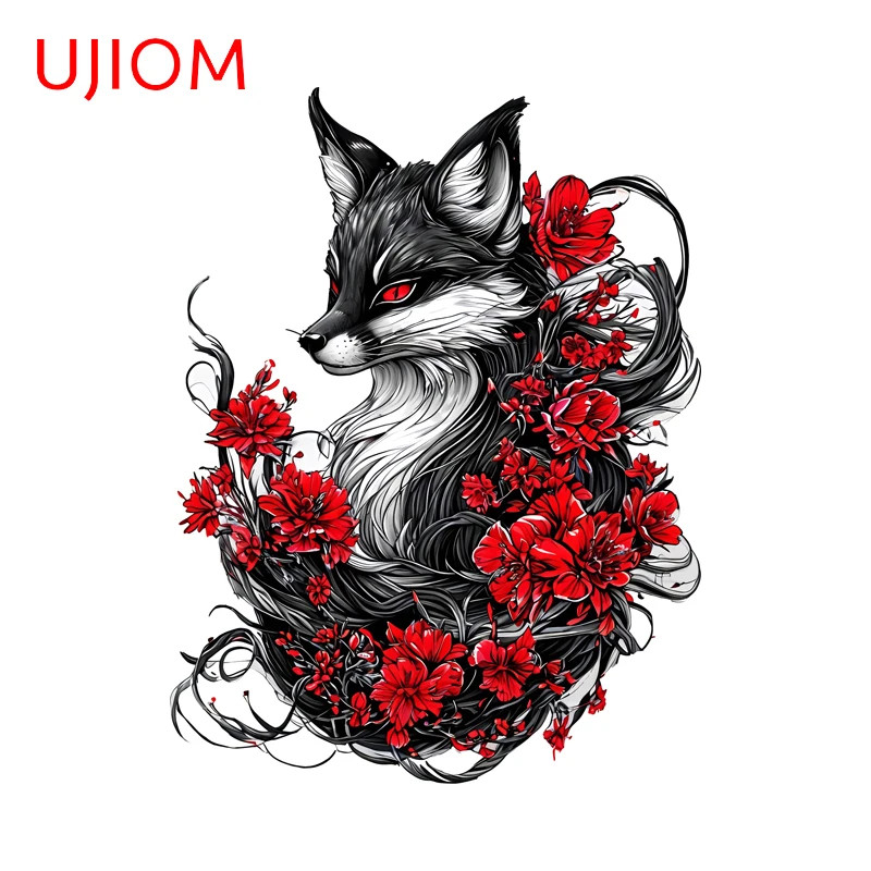 UJIOM Red Kitsune Tattoo Graphics Wall Sticker Artistic Fashionable Enchanting