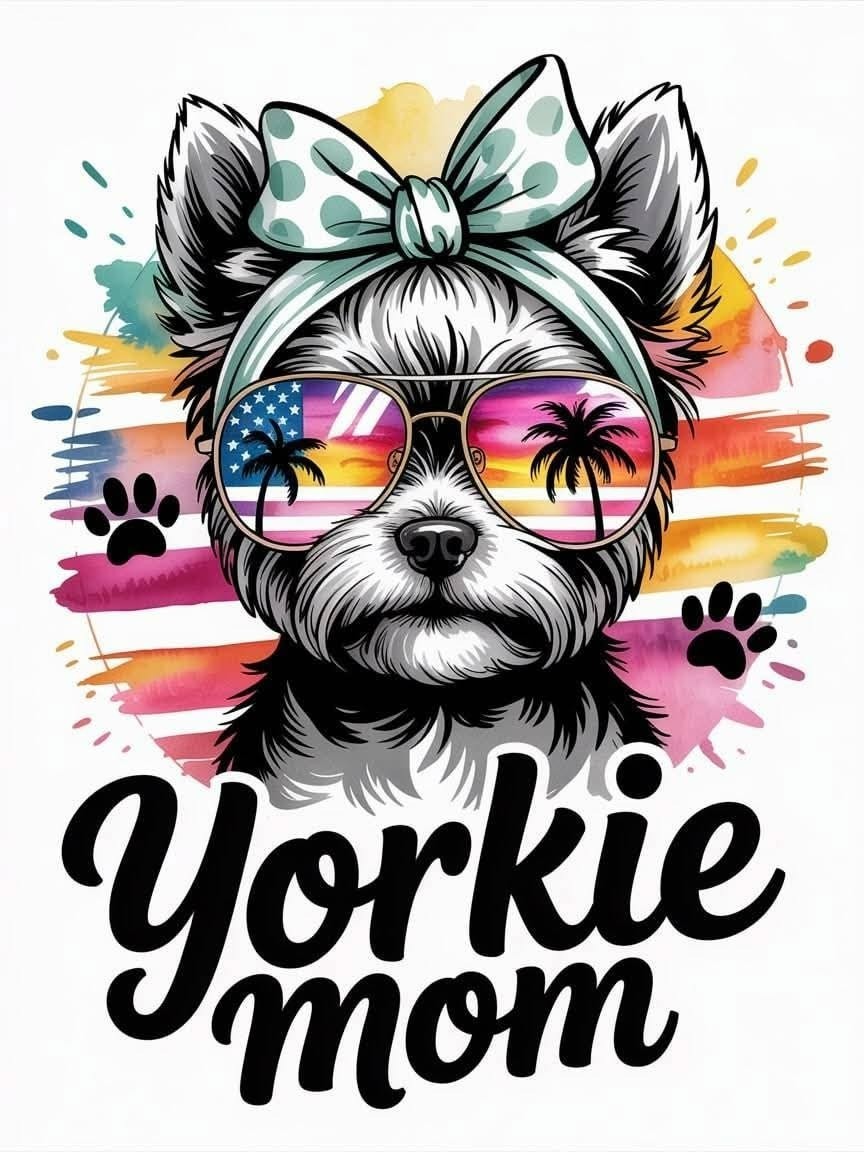 Yorkie Mom Sticker Decal Laptop Wall Mirror Cup Tumblr Locker Bin