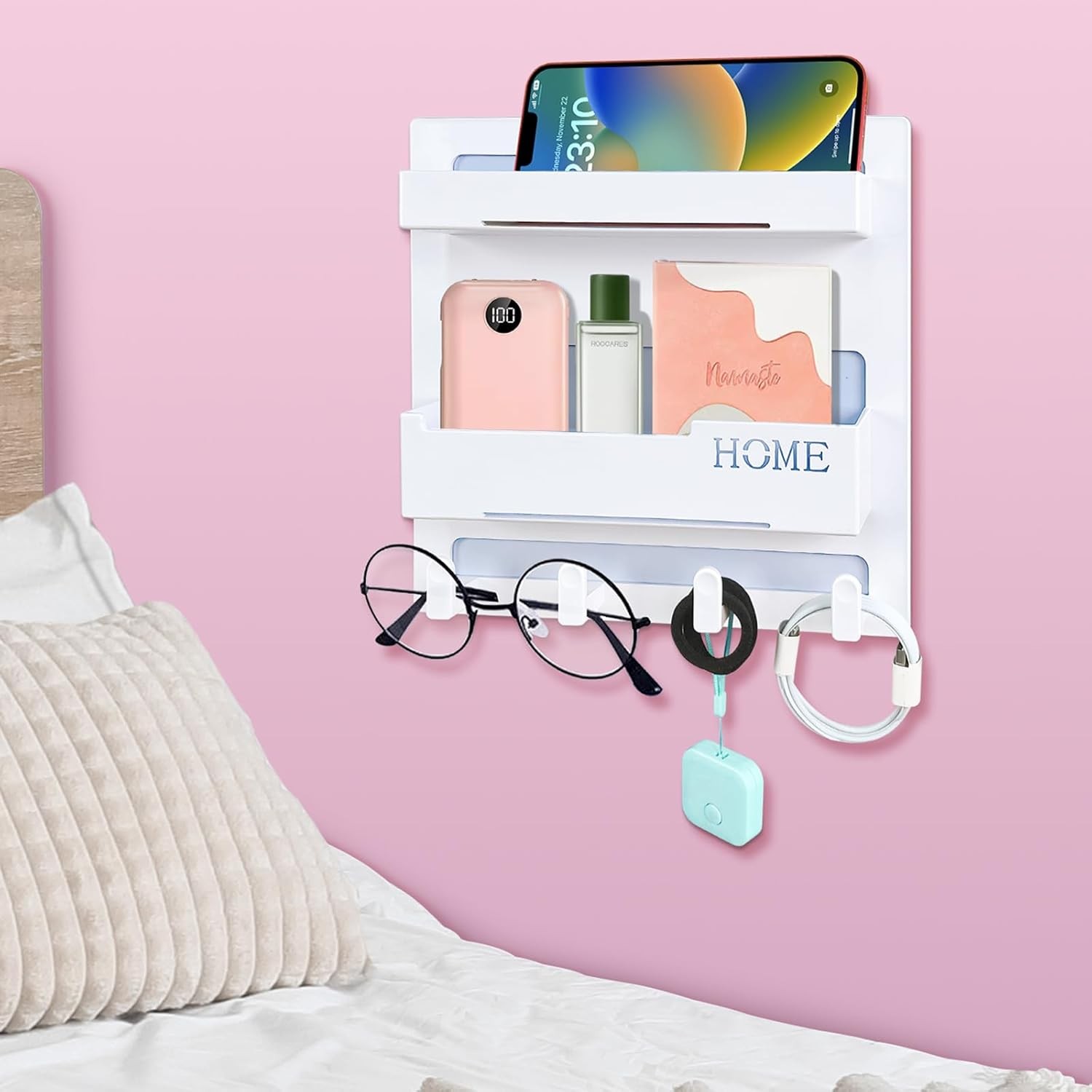 Bedside Shelf Accessories Organizer Wall Mount Self Stick On Cute Room Decor
