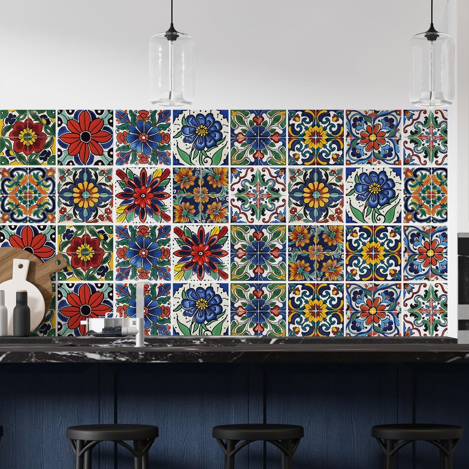 30 Pcs Mediterranean Style Peel and Stick Wall Tile Decals – Waterproof Vinyl…