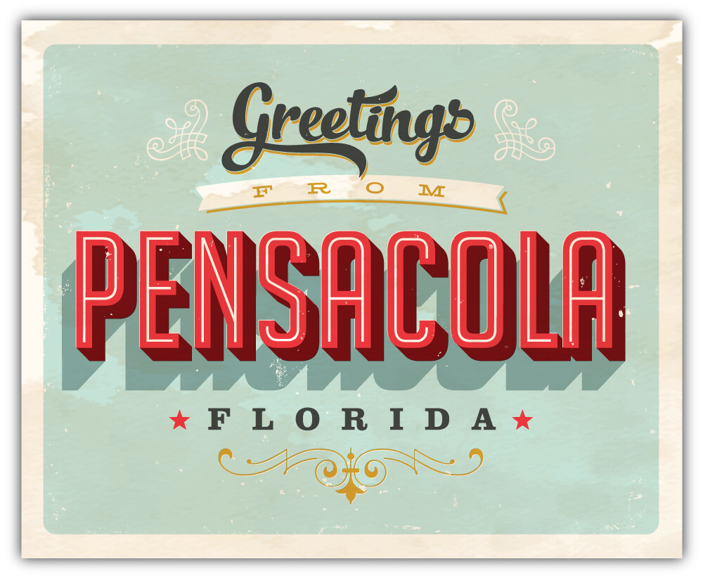 Pensacola City Florida USA State Retro Greetings Emblem Car Sticker "SIZES"