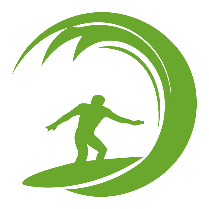 Surfer Surfing Ocean Wave Many Colors Die Cut Vinyl Decal Made in USA