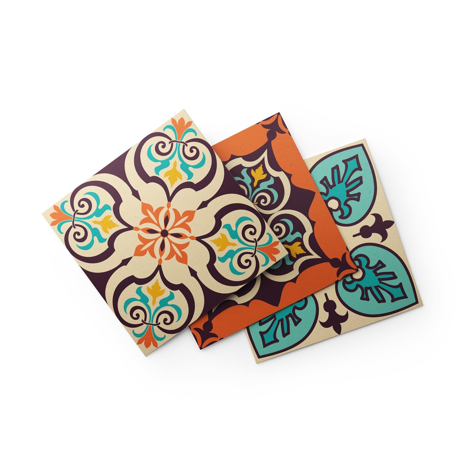 16 Pack, 5.9 Inch Terracotta and Teal Tile Stickers, Bohemian Patchwork Peel …