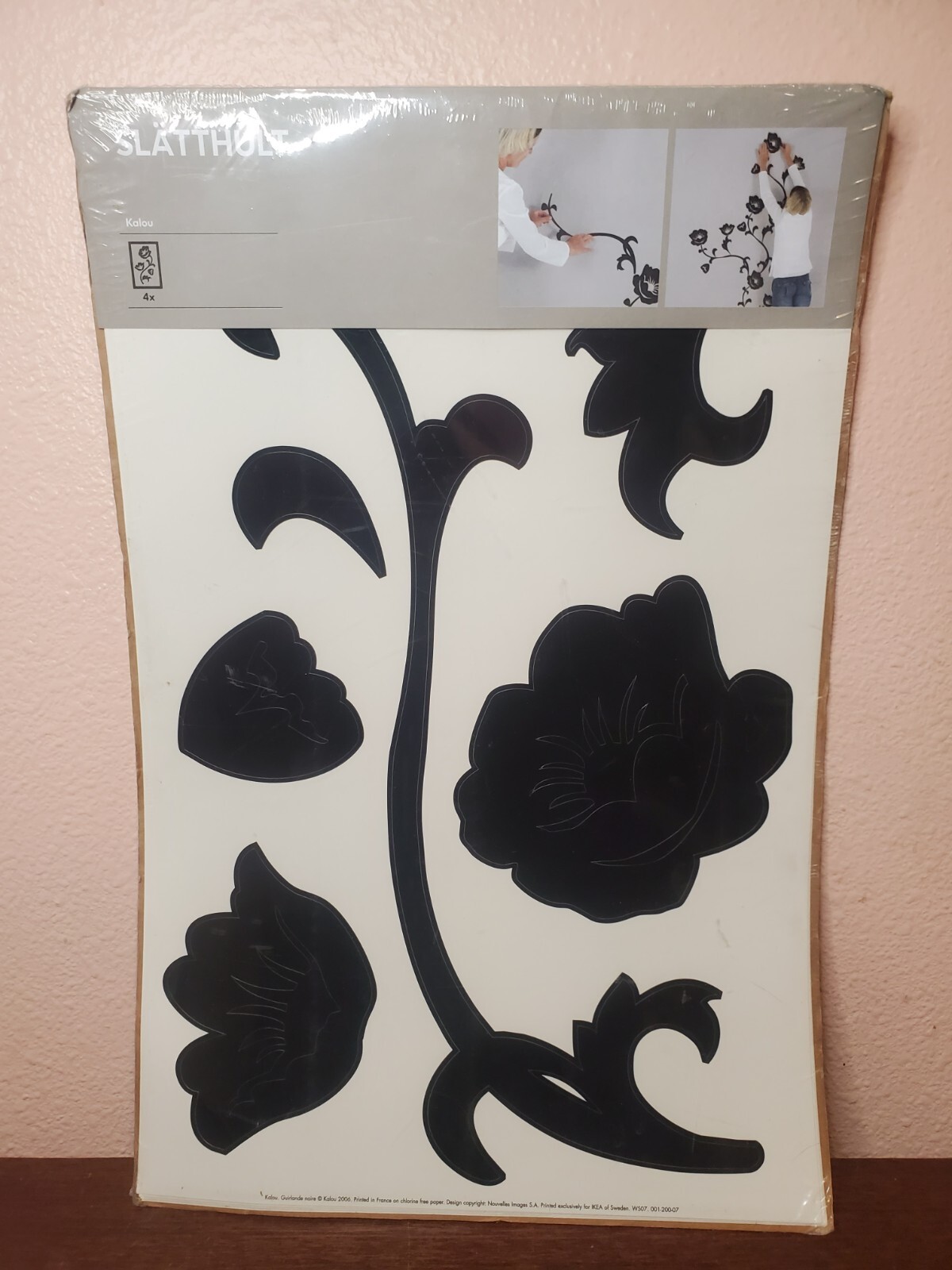 IKEA SLATTHULT KALOU WALL STICKERS 001.200.07 BLACK FLOWERS 2006 – NEW IN PACK!