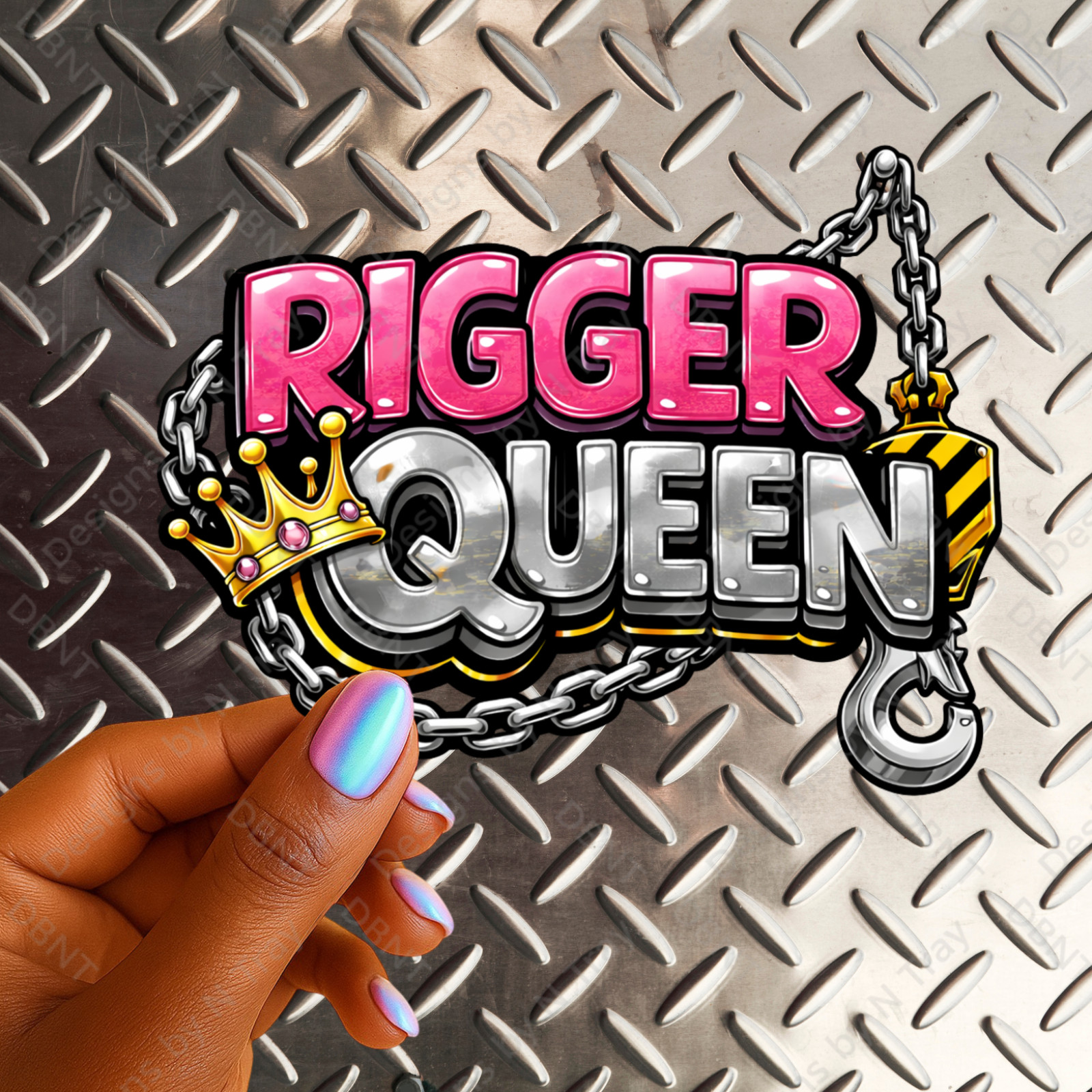 Rigger Queen 3 Inch UV DTF Decal Sticker Crane Rigging Construction Worker