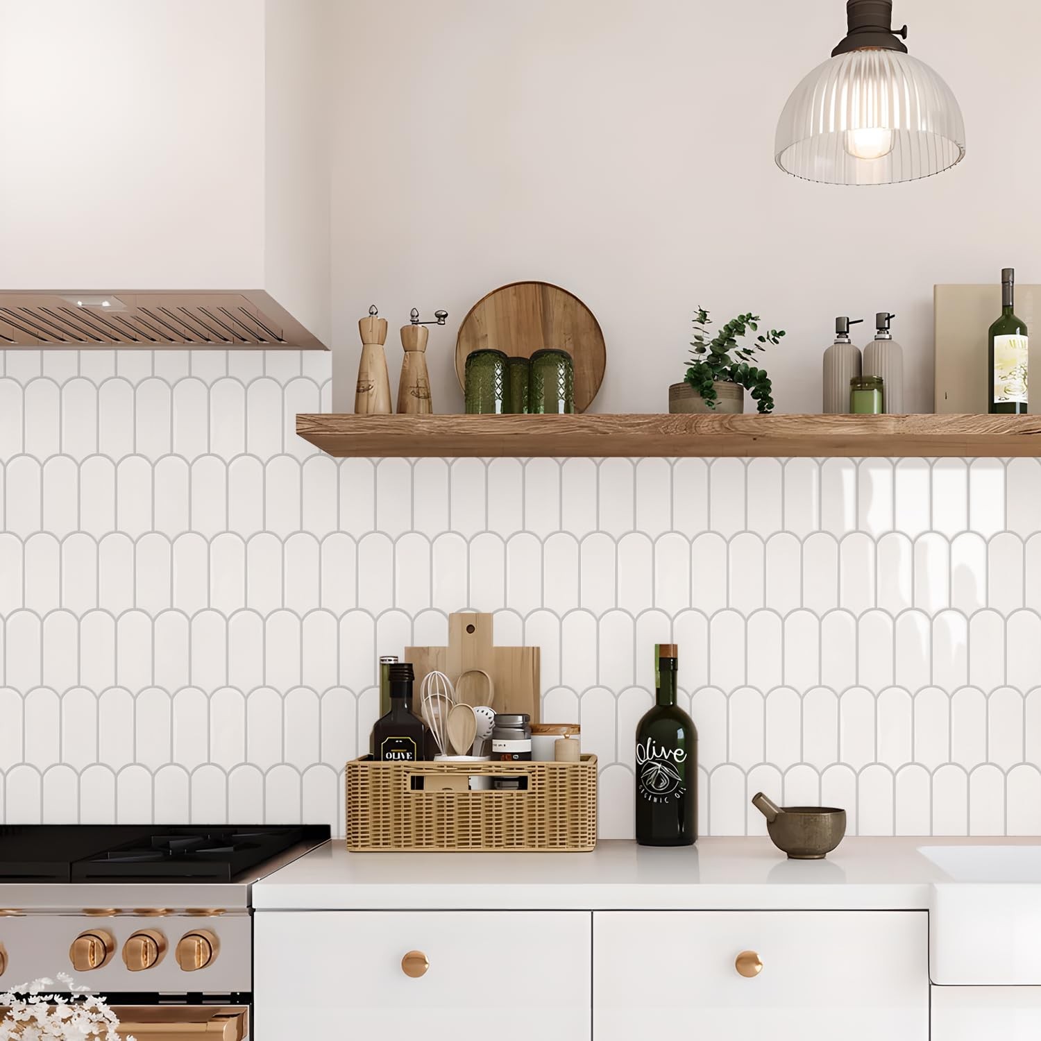 Upgraded Thicker Design Peel and Stick Backsplash Tile, 10-Sheet White with G…