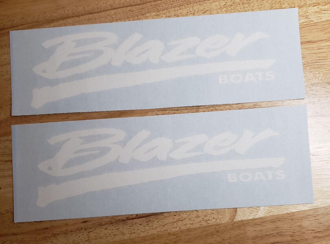 Blazer Boats Stickers Decals GLOSS WHITE 8" pair FAST USA
