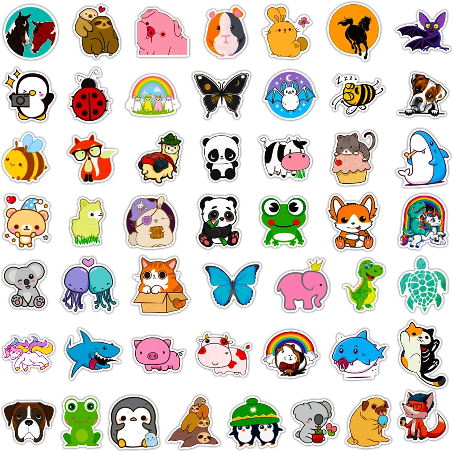 Cute Animal Stickers for Kids, 100 Pcs Zoo Animal Stickers for Water Bottle, Vin