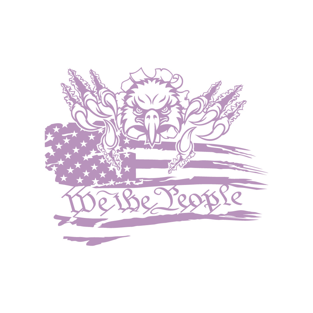 American USA Distressed Flag With Eagle & We The People Automotive Die Cut Decal