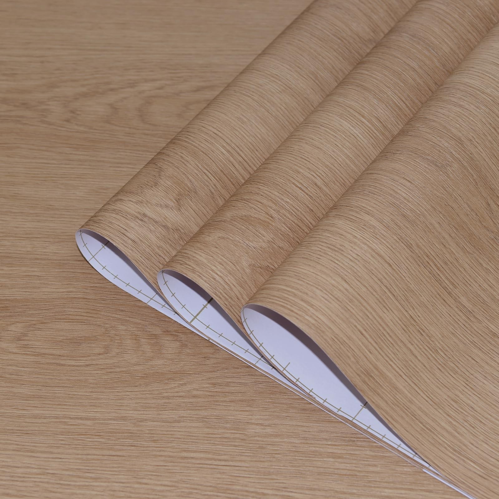 Light Brown Wood Grain Paper Tan Walnut Textured Peel and Stick Wallpaper 16x…