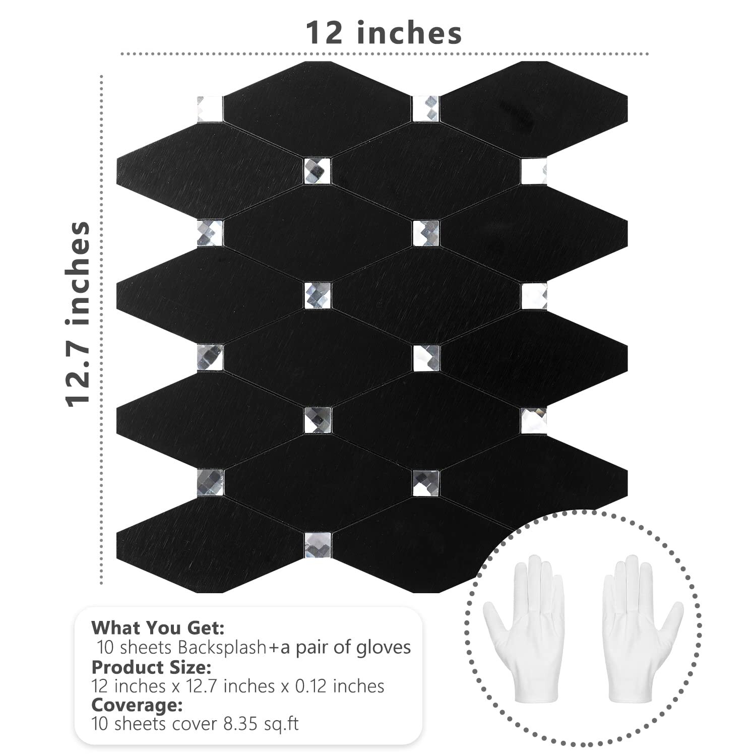 Peel And Stick Backsplash 10 Sheets Kitchen Mosaic Tile Sticker Black Brushed Al