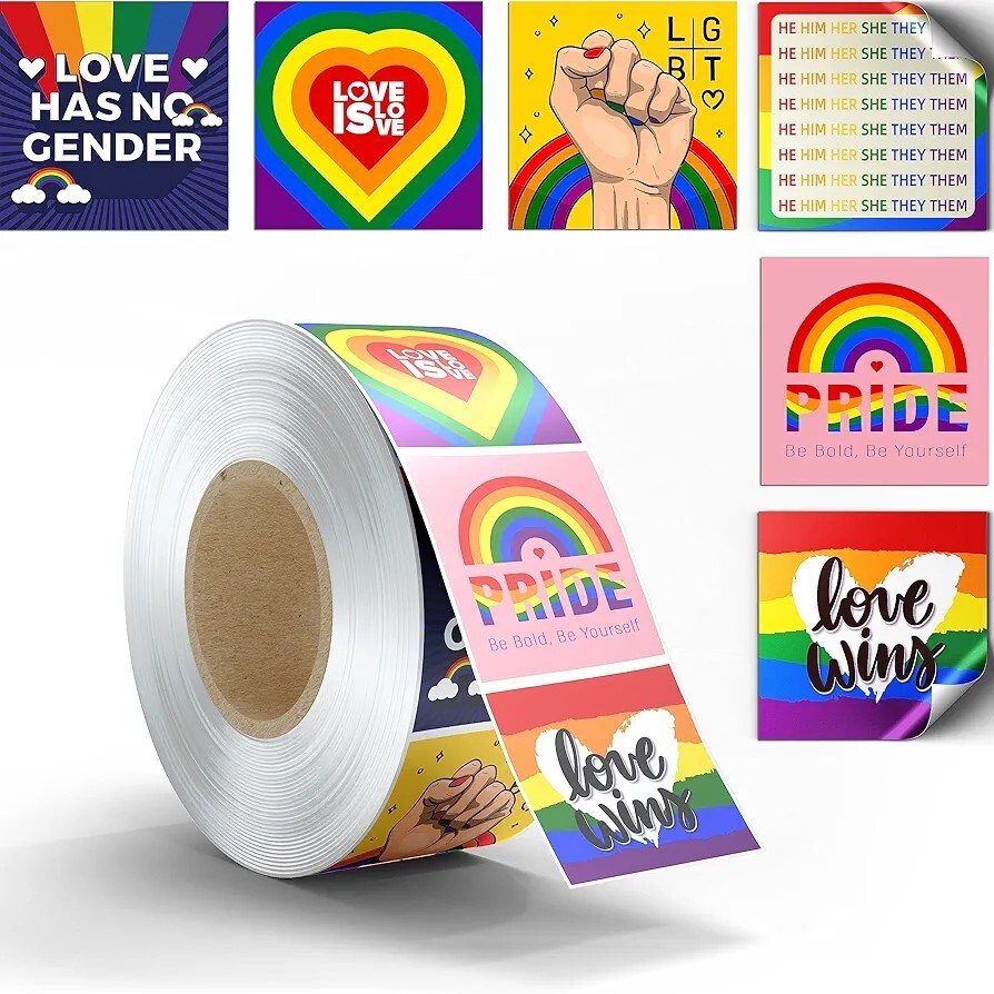 500 Pcs Pride Stickers LGBTQ+ Stickers Gay Pride Flag Stickers Bulk Roll New
