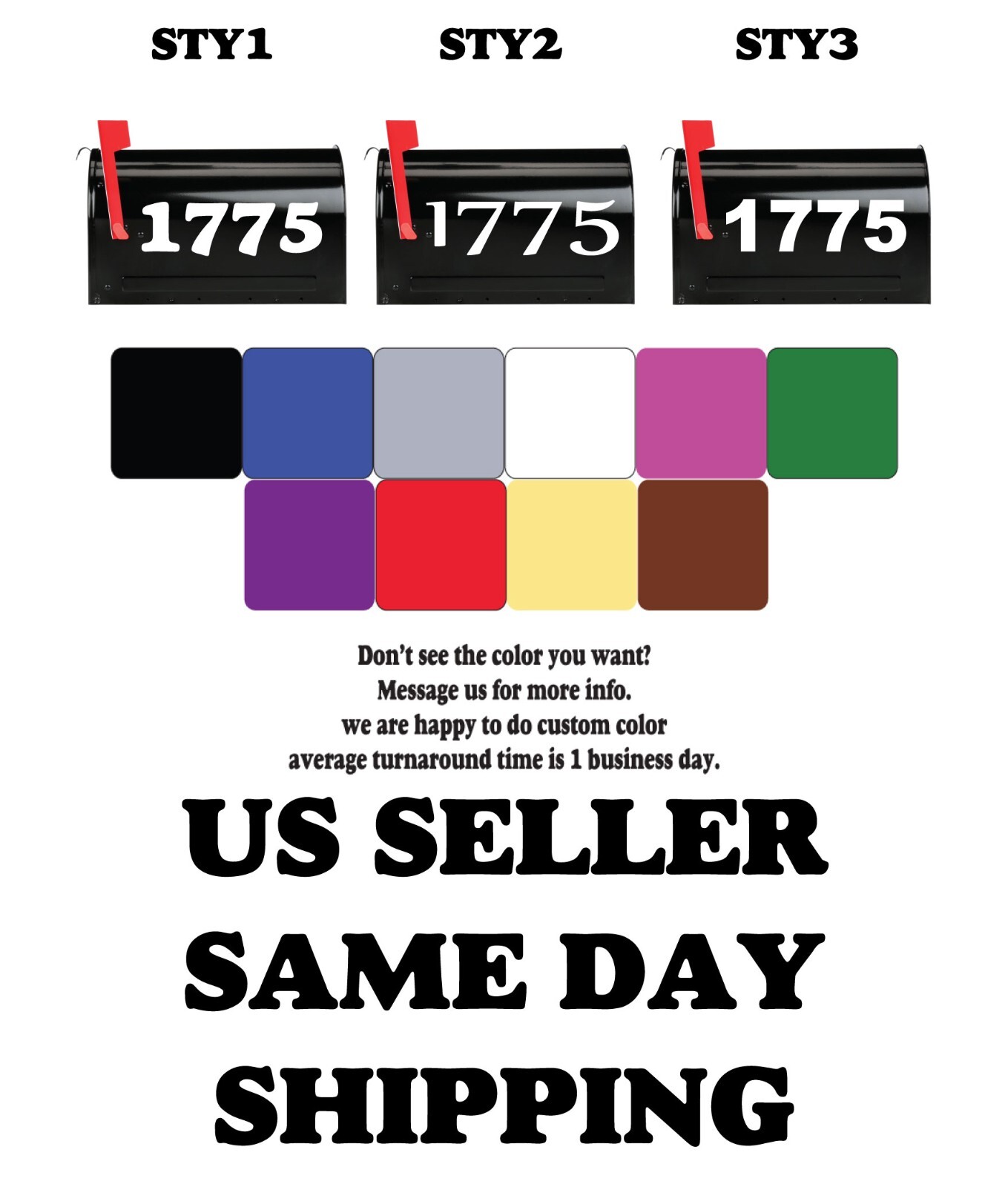 SET OF 2 Custom Mailbox Numbers Vinyl Decals Stickers Choose Size Color Style