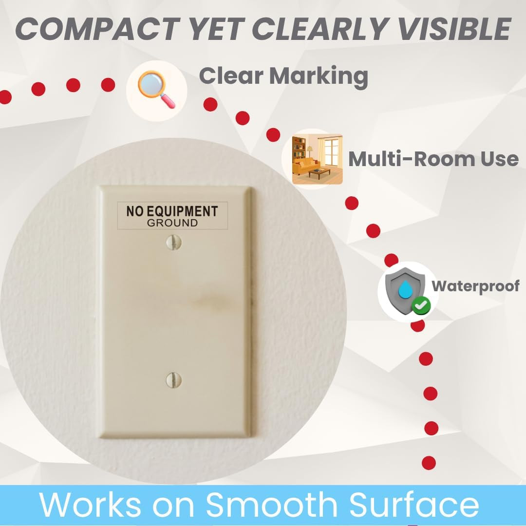 96Pcs NO Equipment Ground Protected Outlet Receptacle Stickers, Small 0.25 X 1.0