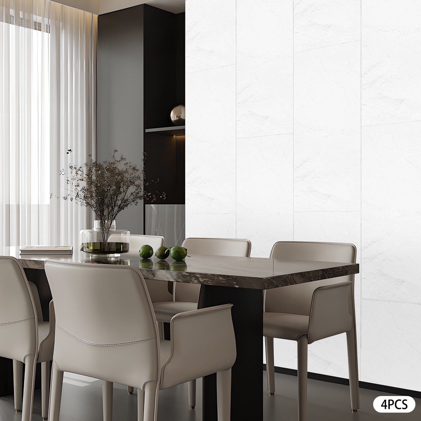 Modern 4 PCS PU Panels Faux Stone Wall Panels White for Interior Wall Decor NEW
