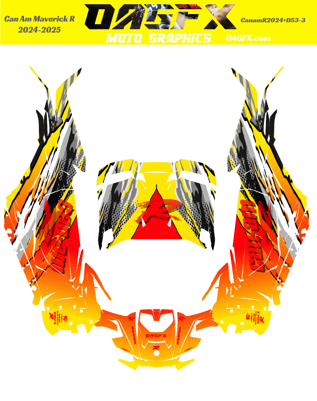 2024-2025 Can Am Maverick R RS Graphics Kit Pro Edition D53-3 Wild OAGFX Racing