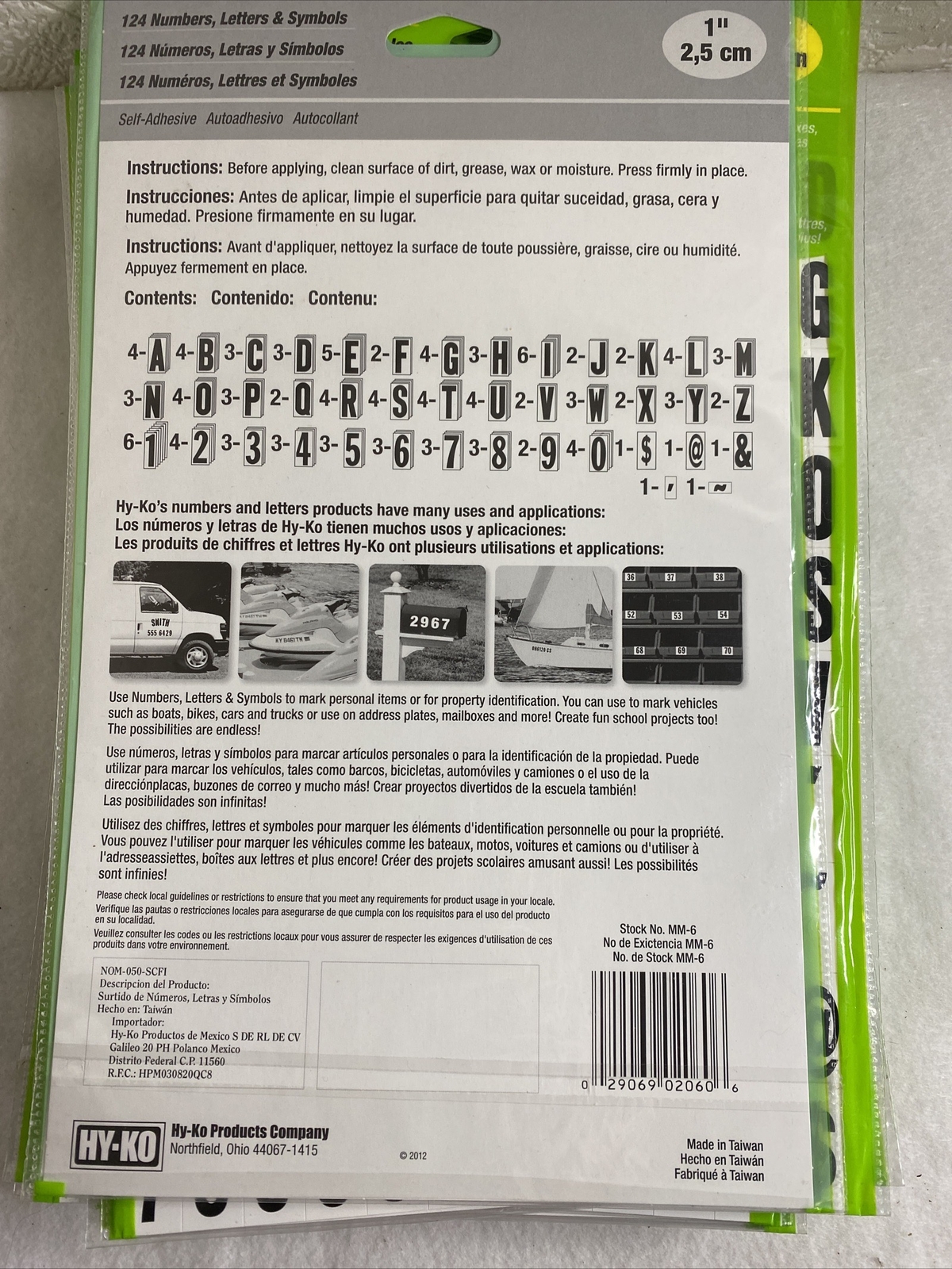 Hy-Ko Products MM-6 Self Adhesive Vinyl Numbers and 1" High, Black/White 42 Pkgs