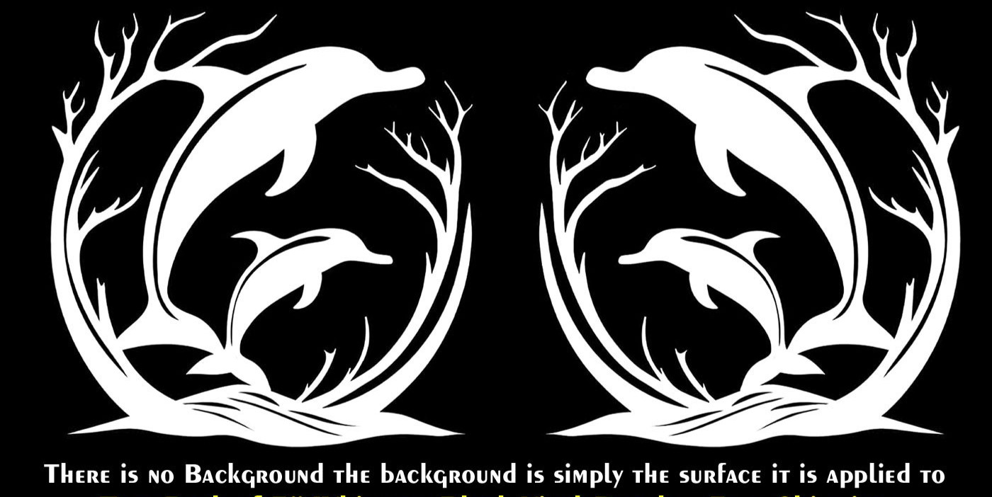 Dolphins Graphic 5" Pair Mirrored Vinyl Decal Car Window Door Any Flat Surface