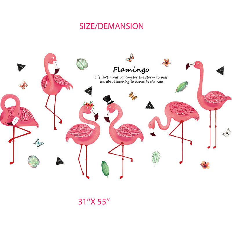 Removable Vinyl Wall Decal flamingo Girl Sticker Art Home living Room DIY Decor