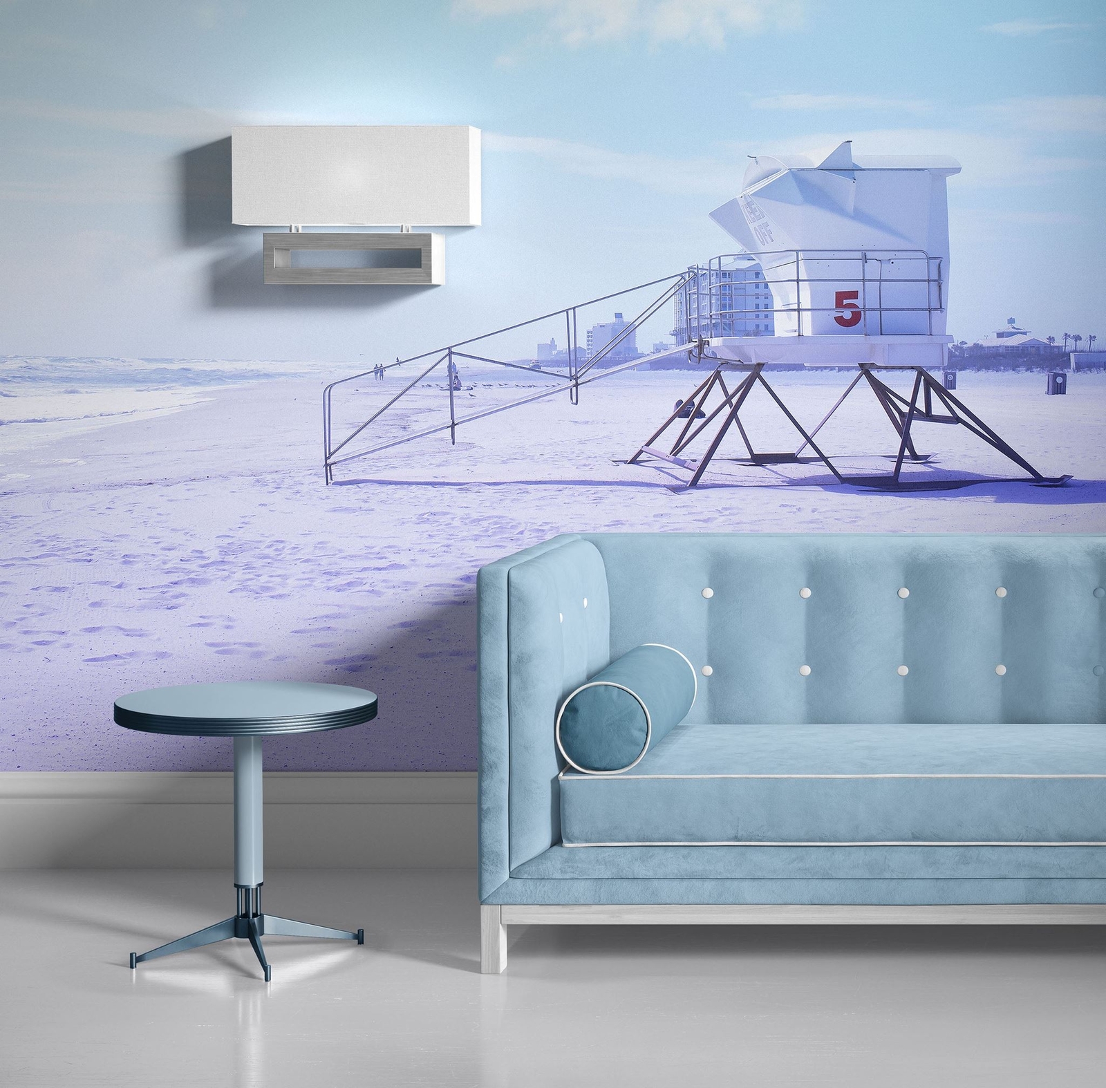 Lifeguard Tower on Pensacola Beach Wall Mural. Pastel Color Theme Peel and Stick
