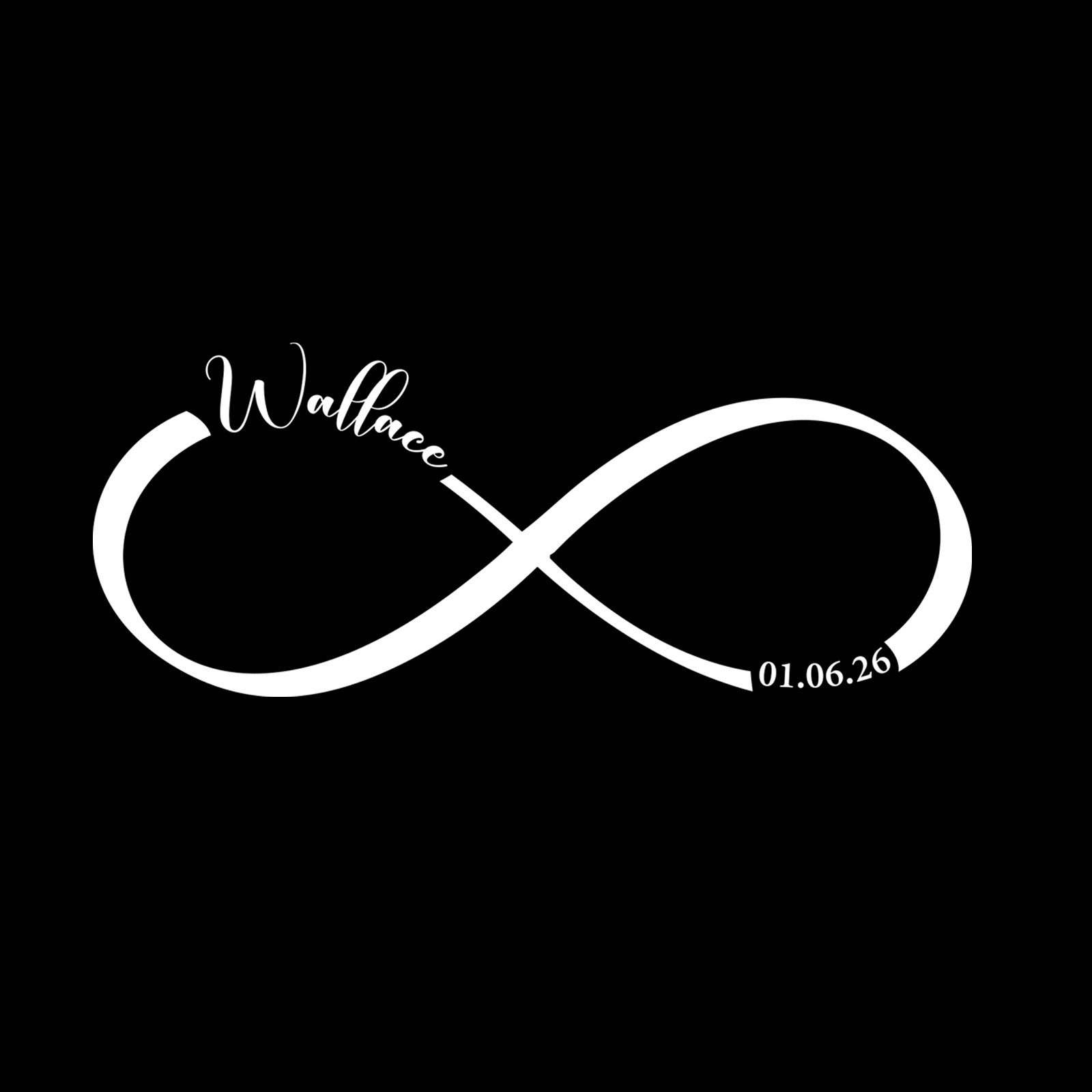 Infinity Symbol Custom Name Date Vinyl Decal Personalized Birthday Sticker 8×3.5