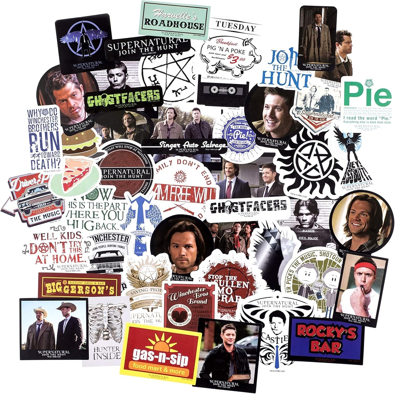 Supernatural Winchester Brothers Vinyl Sticker Pack, 60 Unique Waterproof Dec…