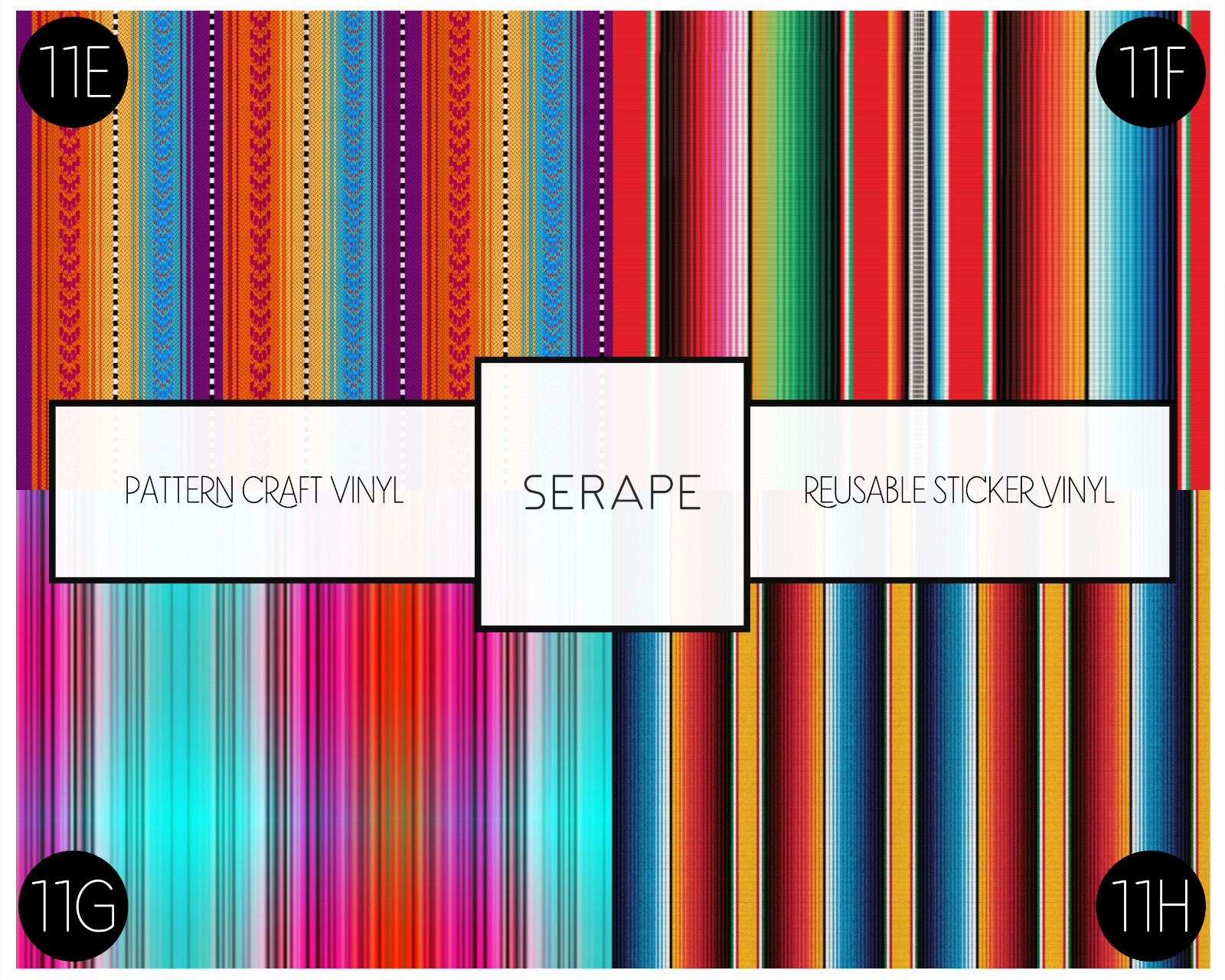 Serape Patterned Premium Vinyl, for use with all Cricut cutting machines (12")