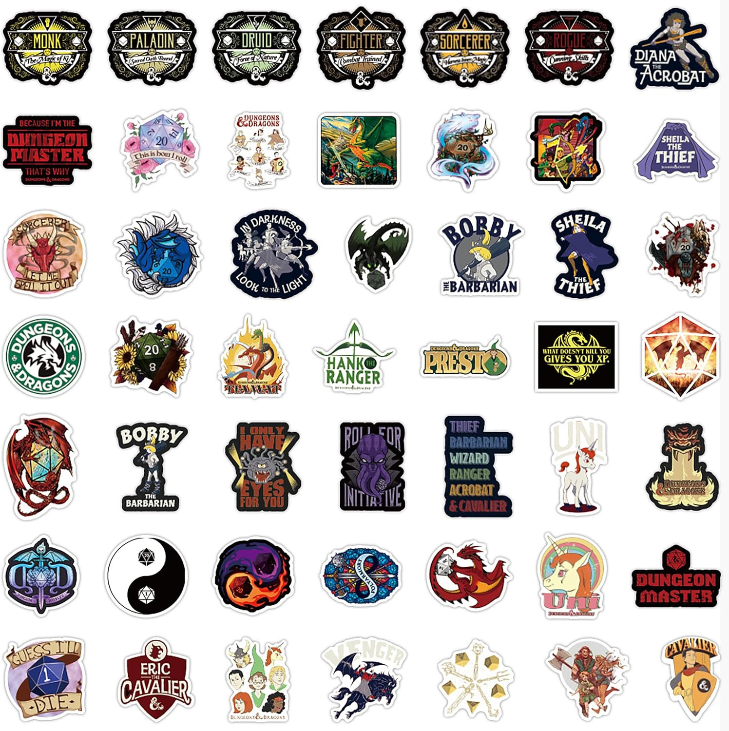 Dungeons and Dragons Stickers- 100Pcs Vinyl Waterproof Stickers for Teens, Gifts