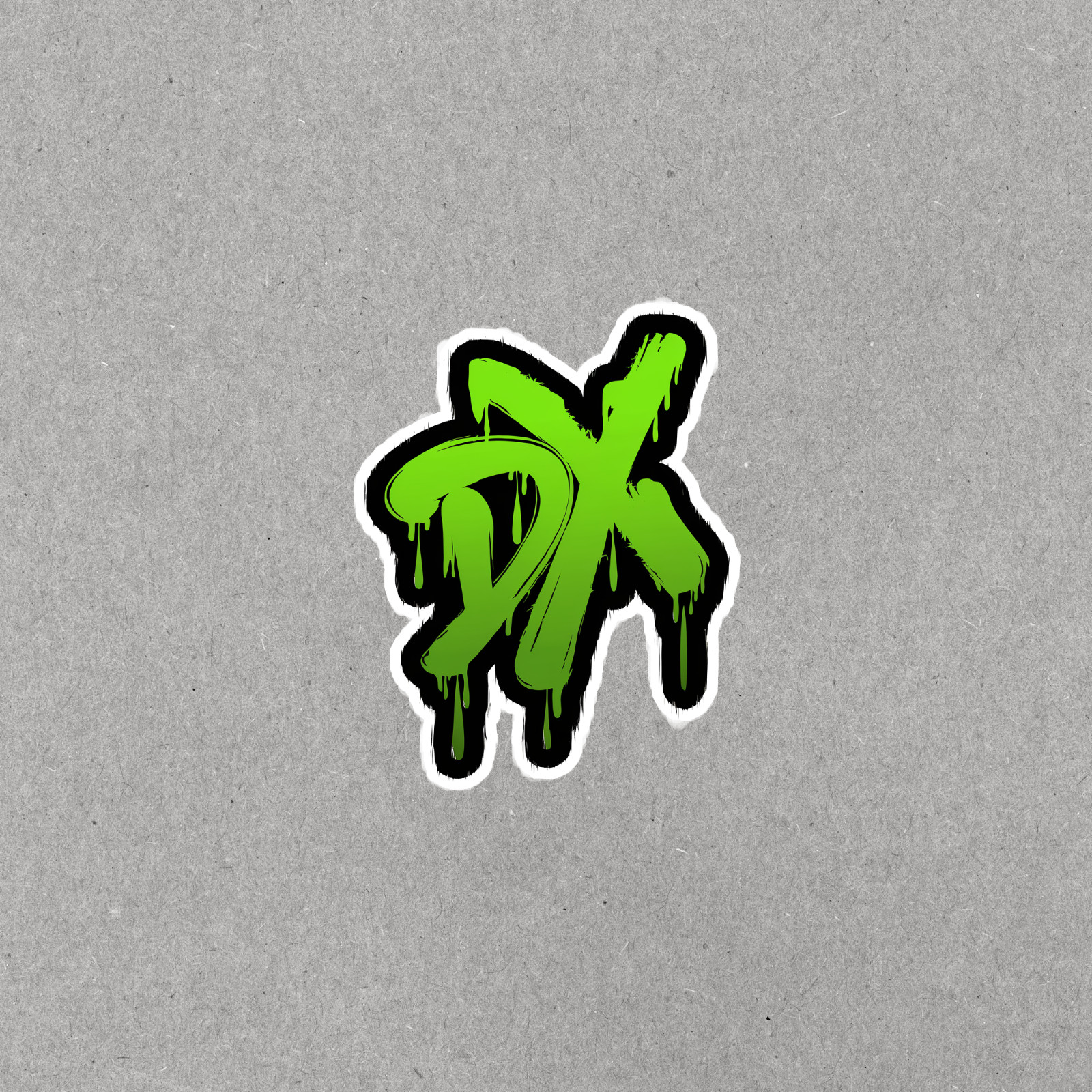Neon Green Graffiti DX Logo Sticker – Edgy Street Art Decal #2478