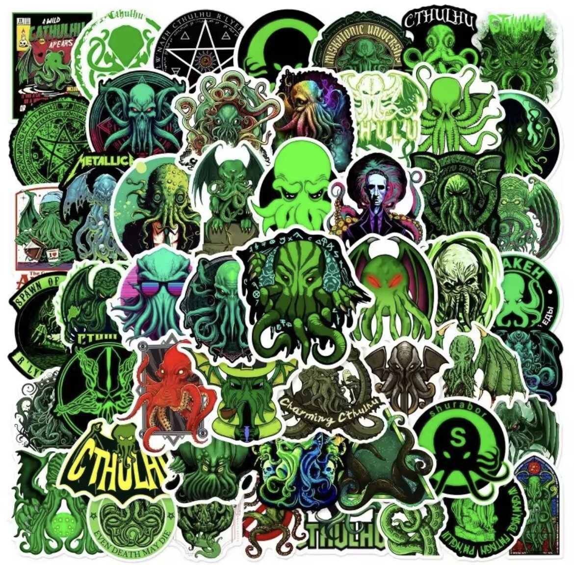 Cthulhu Sticker Style 50pk Mixed Cthulhu Cartoon Themed Random Funny Stickers