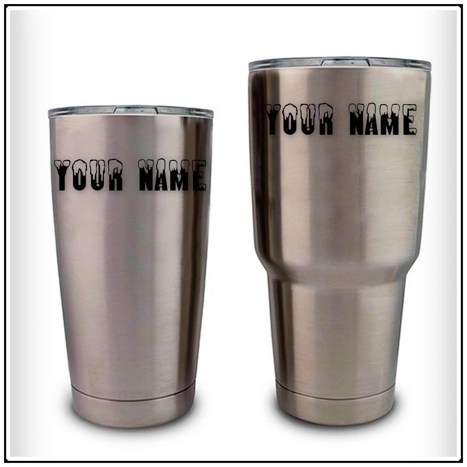 Your Name Custom Decal Sticker compatible with YETI Rambler Tumbler Cold Snow