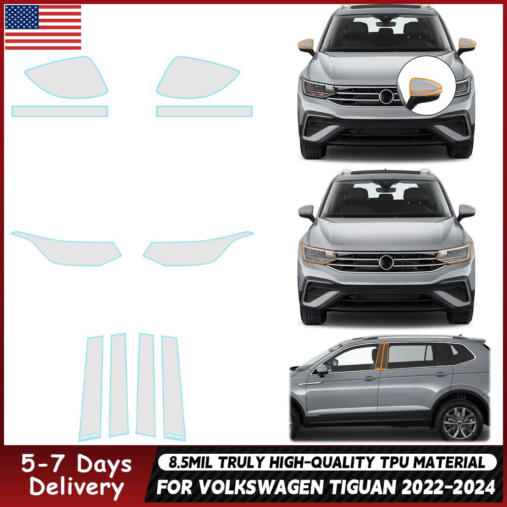 For Volkswagen Tiguan 2022-2024 PreCut Kit Paint Protection Gloss Clear PPF TPU